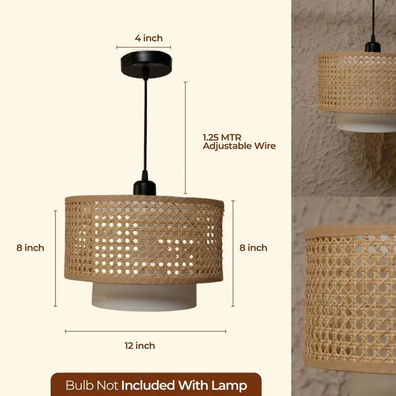 Darlinor Rattan Boho Ceiling Lamp - Brown media 11