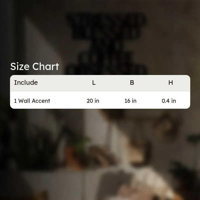 Wall accent size chart showing its listed dimensions