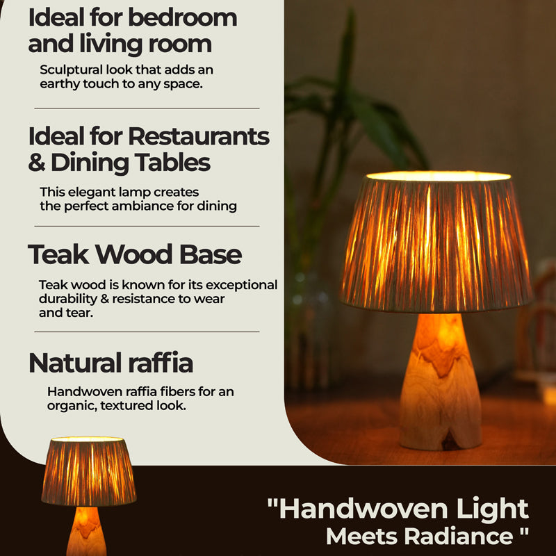 RaffLit Rattan Mango Wood Table Lamp - Beige media 6
