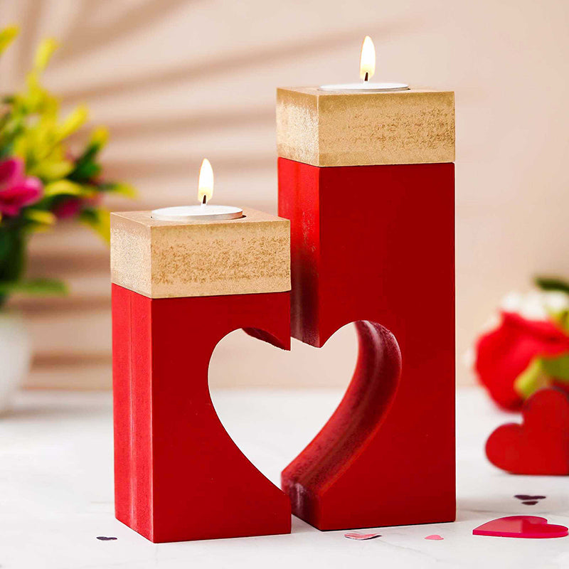 Amour Light Wood Tea Light Holder
