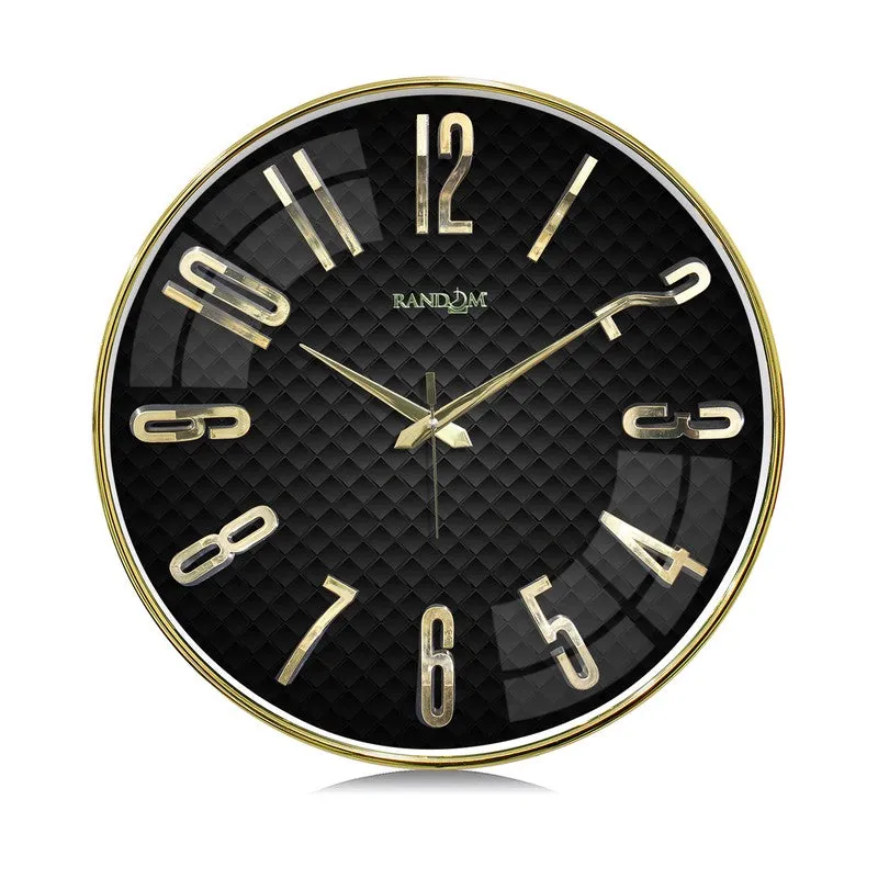 Elite Prestige Hourface Plastic Clock - Black & Gold media 3