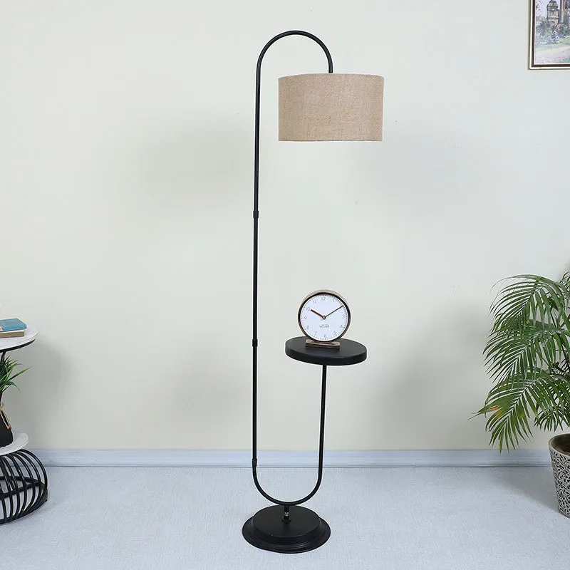 Lucciola Solid Arched Floor Lamp With Shelf - Beige media 3