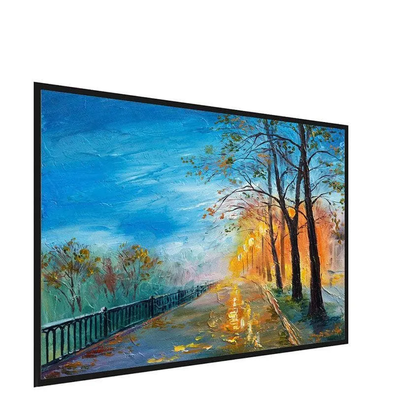 Evening Autumn Street Wall Painting - Black Frame media 3