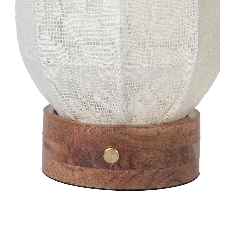Lumora Oval Soft Glow Base Fabric Wooden Table Lamp - White media 6