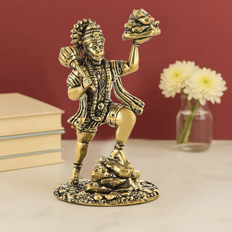 Auspicious Hanuman Brass Idol - Gold media 1