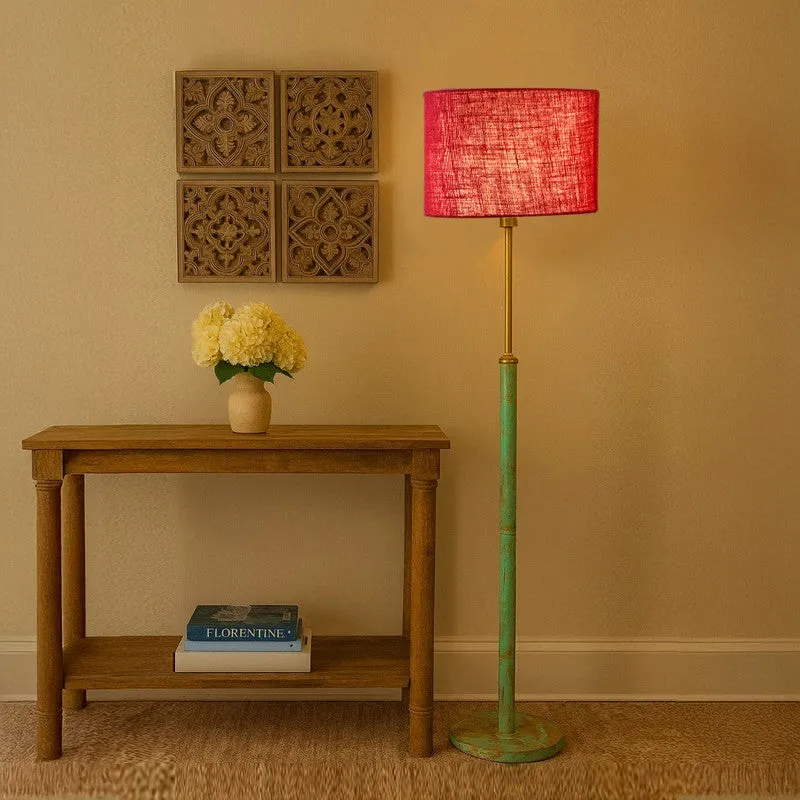Vintage Glow Wooden Floor Lamp - Red media 1