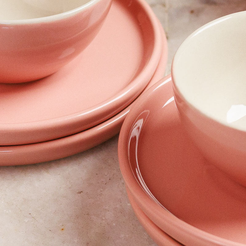 Blush & Brew Cup & Saucer (Pink/240 mL Each) - Set of Four media 4