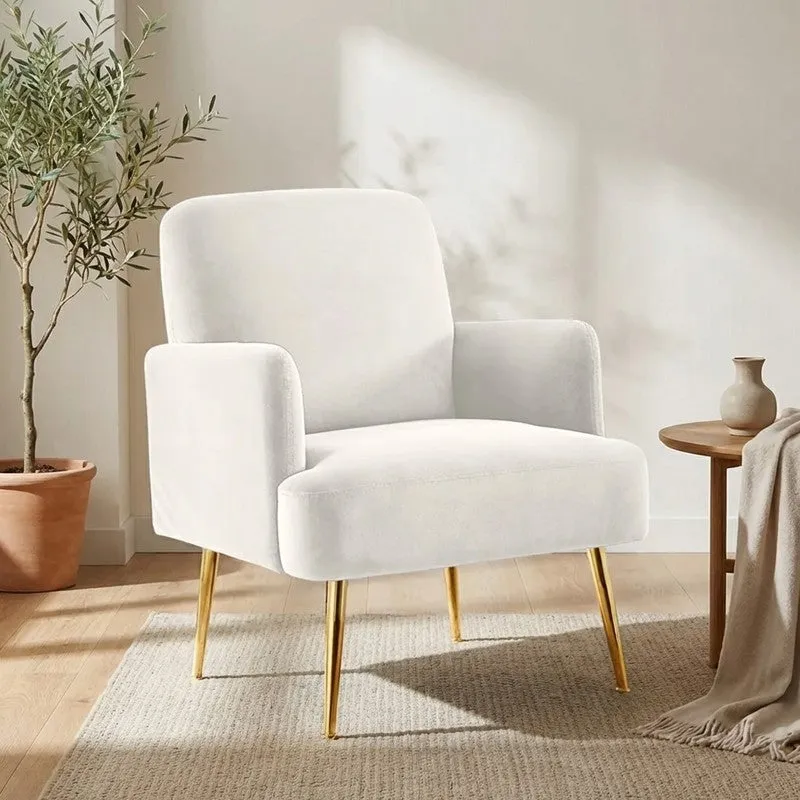 Serenza Neem Wood Accent Chair - White media 1
