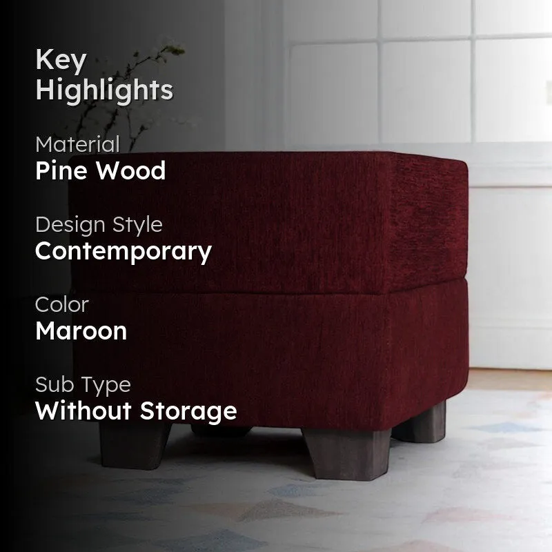 Krixon Pine Wood Pouffe - Maroon media 2
