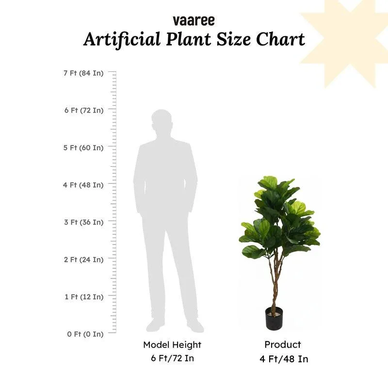 Verdiq Artificial Fiddle Fig With Black Plastic Pot - 4 Feet media 7