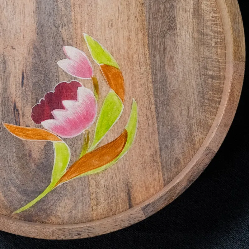 Padma Lotus Inspired Wood Rotating Serving Platter media 9
