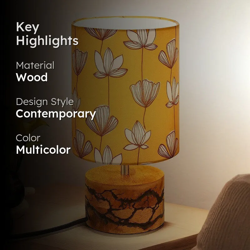 GlowEssence Scandinavian Desk Wooden Table Lamp - Multicolor media 2