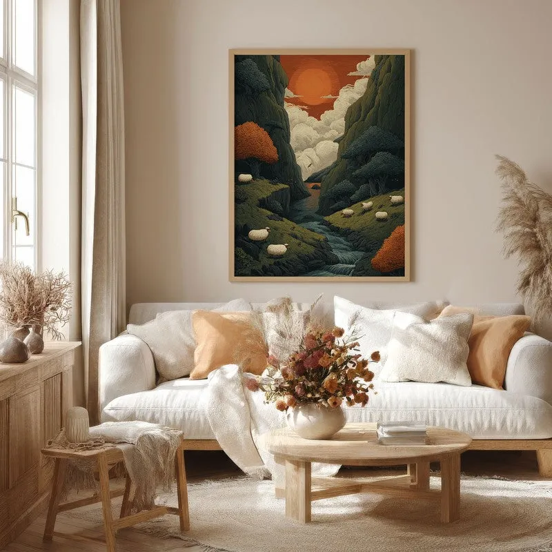 Aurora Valley Canvas Wall Painting - Brown Frame media 4