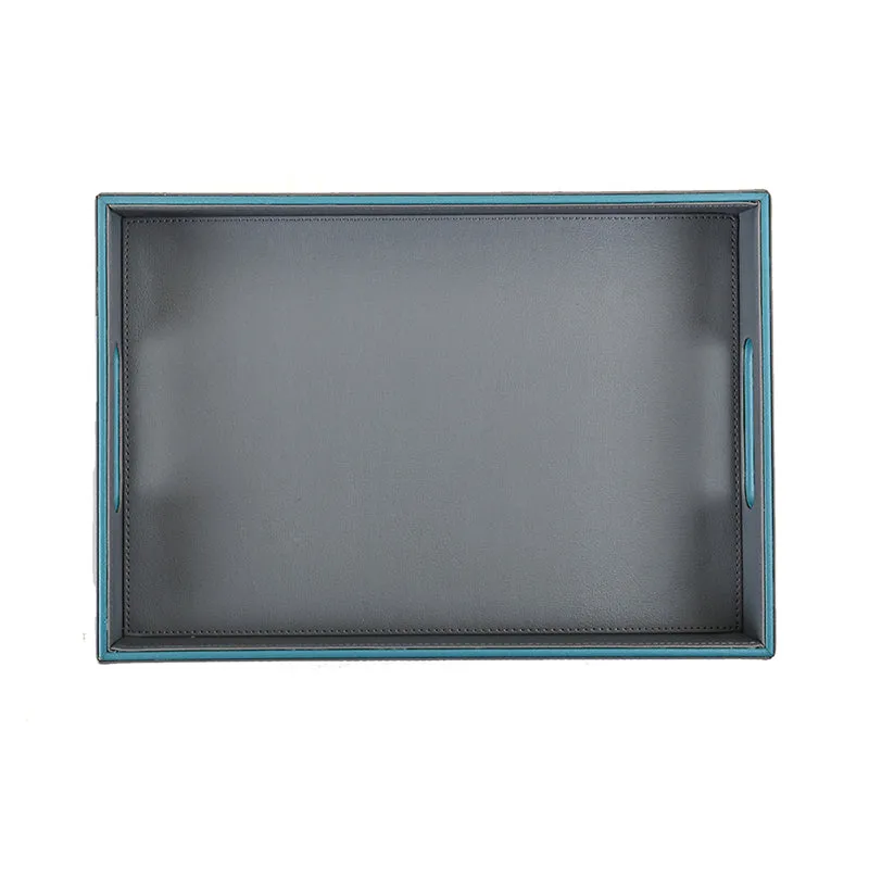 Tisca Faux Leather Serving Tray (Grey) - Set Of Two media 7