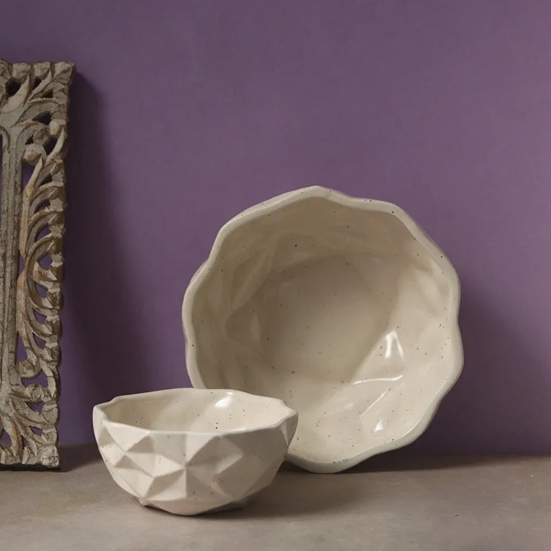 Noemi Ceramic Snack Bowl (White/300 mL/200 mL) - Set Of Two media 1