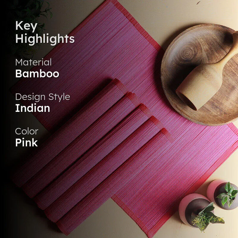 Woodland Nest Bamboo Table Mat (Pink) - Set Of Six media 2