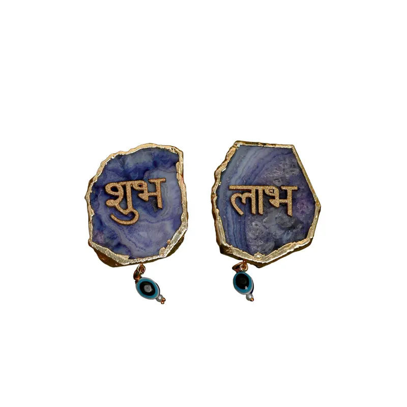 Shub Labh Agate Wall Accents (Dark Blue) - Set Of Two media 4