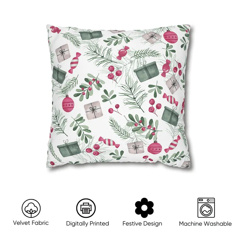 Holiday Doodles Velvet Christmas Cushion Cover - Set Of Five media 3