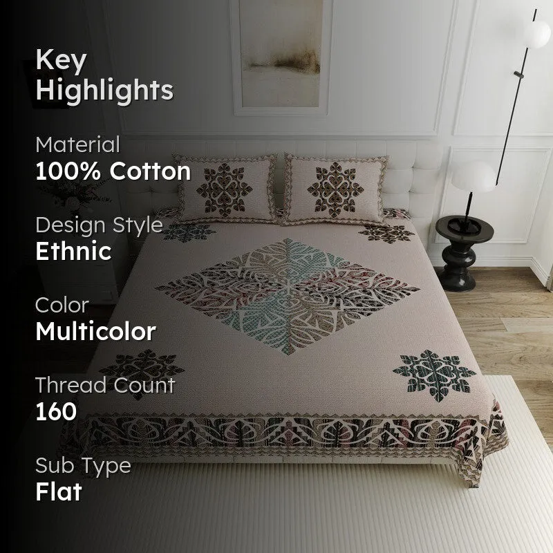 Phoolkari Dream Cotton Bedsheet (Maroon) - 160 TC media 2