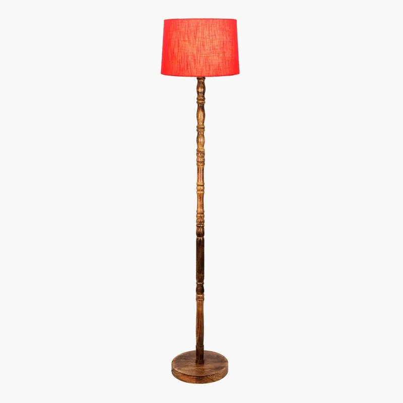 Heritage Turned Wooden Floor Lamp - Red & Brown media 3