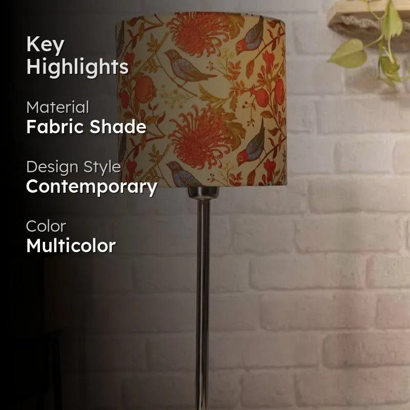 Amber Silver Fabric Table Lamp - Multicolor media 2