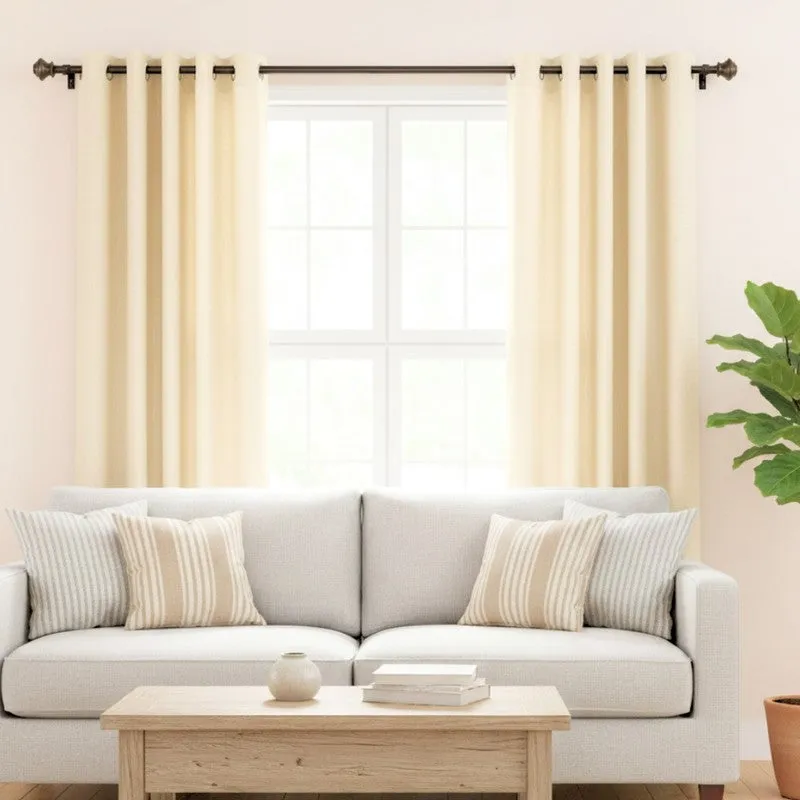 Royale Beam Extendable 1" Single Curtain Rod With Round Finial & Brackets media 4