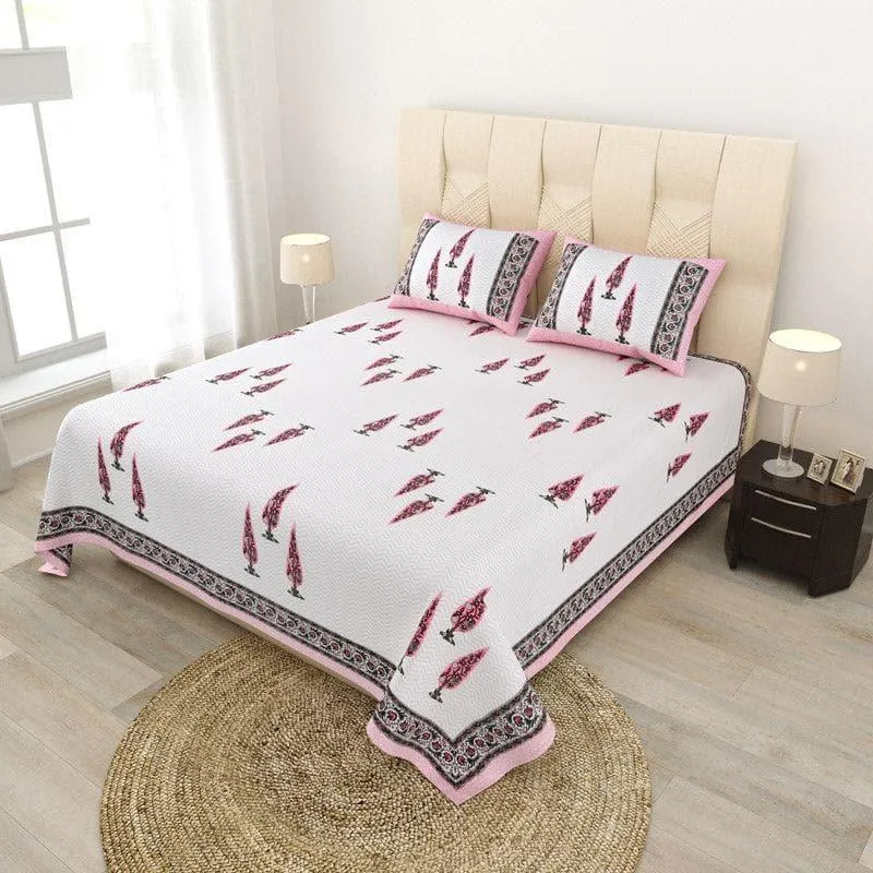 Trinakshi Printed Cotton Bedsheet (Pink) - 140 TC media 3