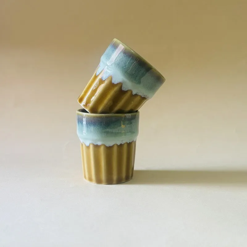 Handcrafted Ceramic Kulhads (Mustard/70 mL Each) - Set of Two media 4