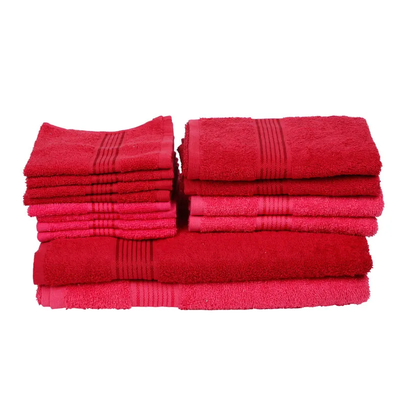 Comfora Towel Set (Red,Pink) - Fourteen Piece Set media 3