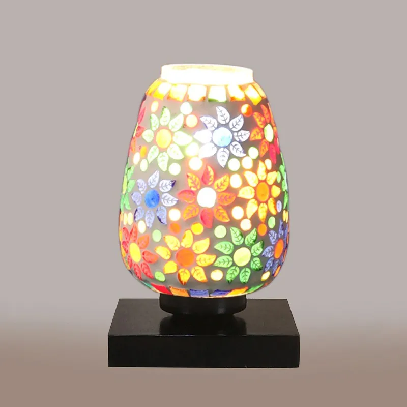 Stelloria Glass Table Lamp With Wooden Base - Multicolor media 7