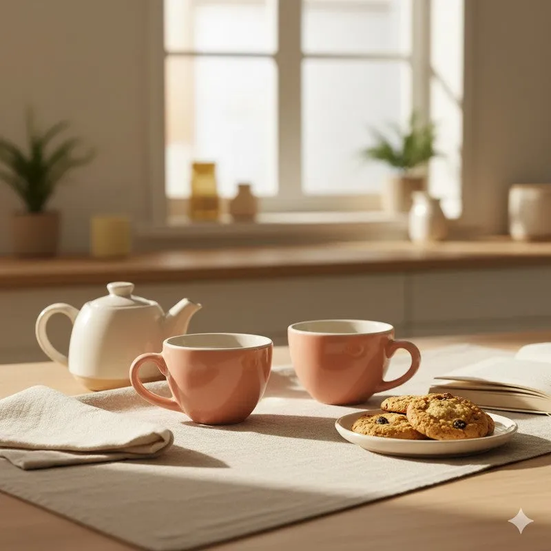 Aroma Ceramic Tea Cup (180 mL Each) - Set Of Two media 1