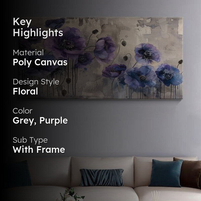 Purple Poppies Wall Painting media 2