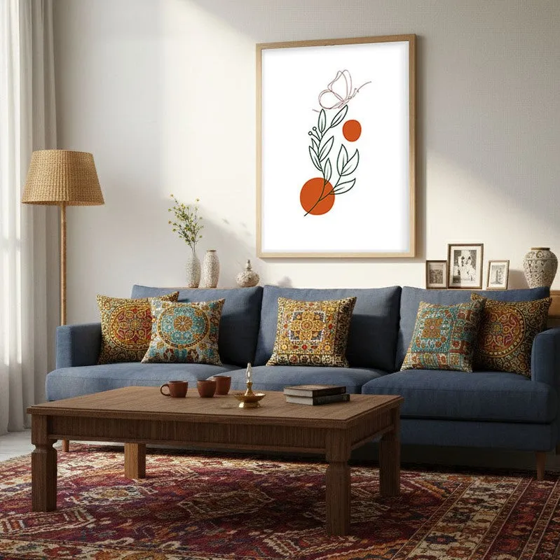 Rust Rhythm Canvas Wall Painting With Brown Frame media 5