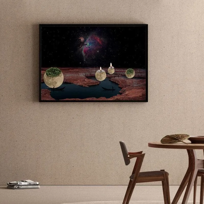 Abstract Worlds Canvas Wall Painting - Black Frame media 1