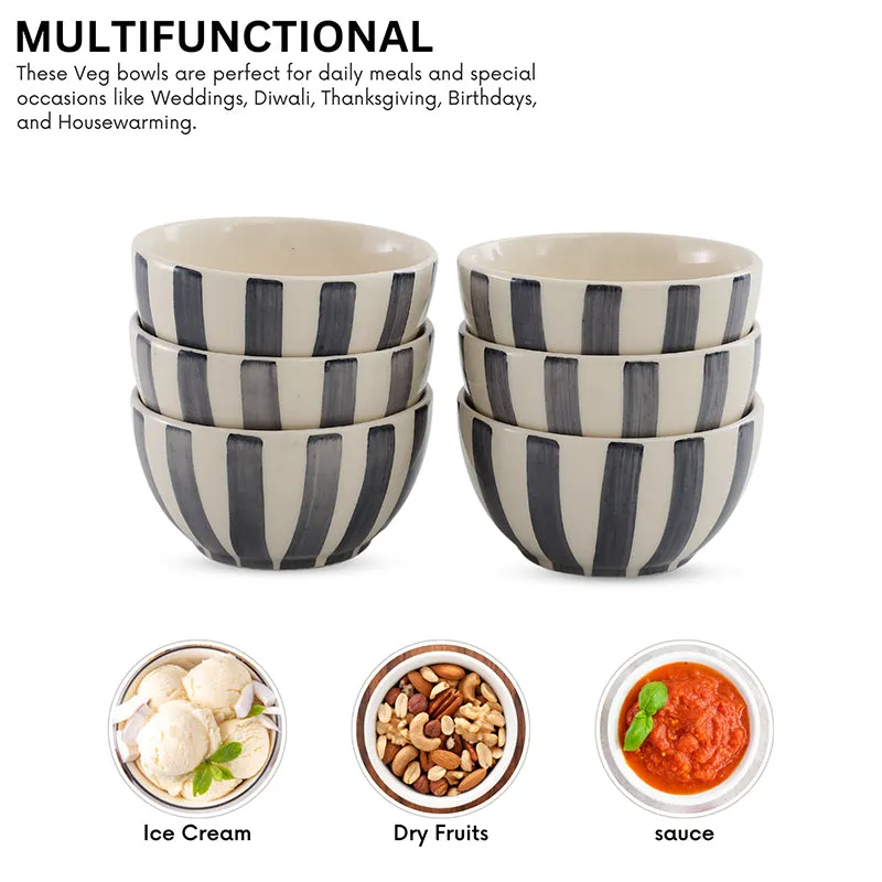 Cross Strips Ceramic Snack Bowl (180 mL) - Set Of Six media 5
