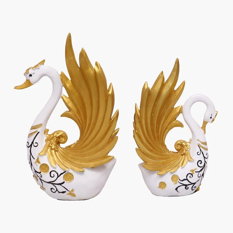 Celestial Swan Polyresin Showpiece - Set Of Two media 4