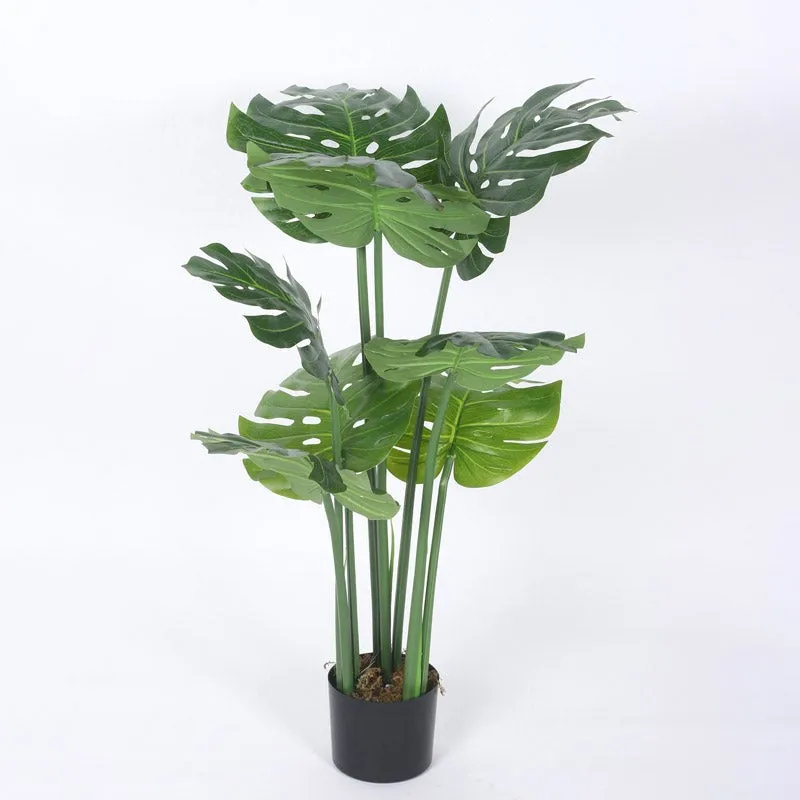 Faux Realtouch Green Monstera Plant With Black Plastic Pot - 3.6 Feet media 4