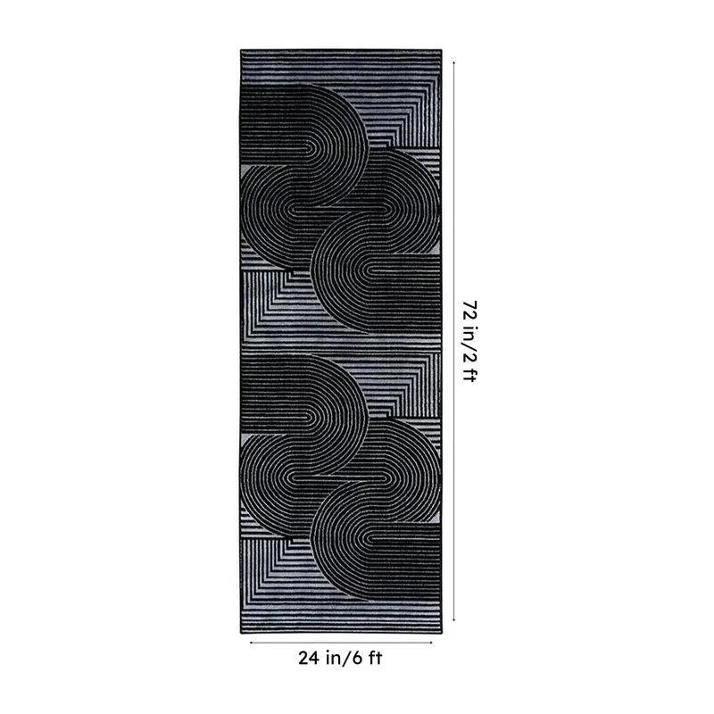Icaria Non-Anti Skid Nylon Runner Rug - Grey & Black media 7