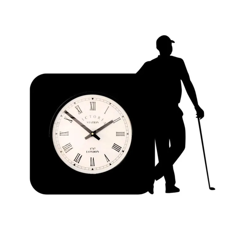 Golf Steel Analog Wall Clock - Black media 4