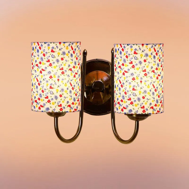 Veda Duo Color Splash Cylindrical Fabric & Metal Wall Lamp media 3