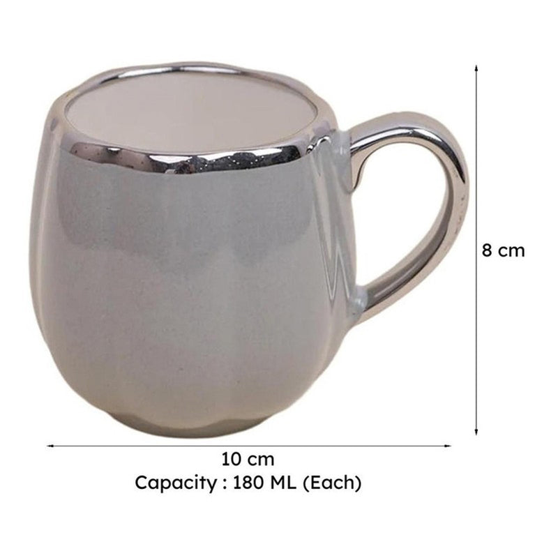 Magina Porcelain Tea Cup (180 mL Each/Grey) -  Set of Six media 8