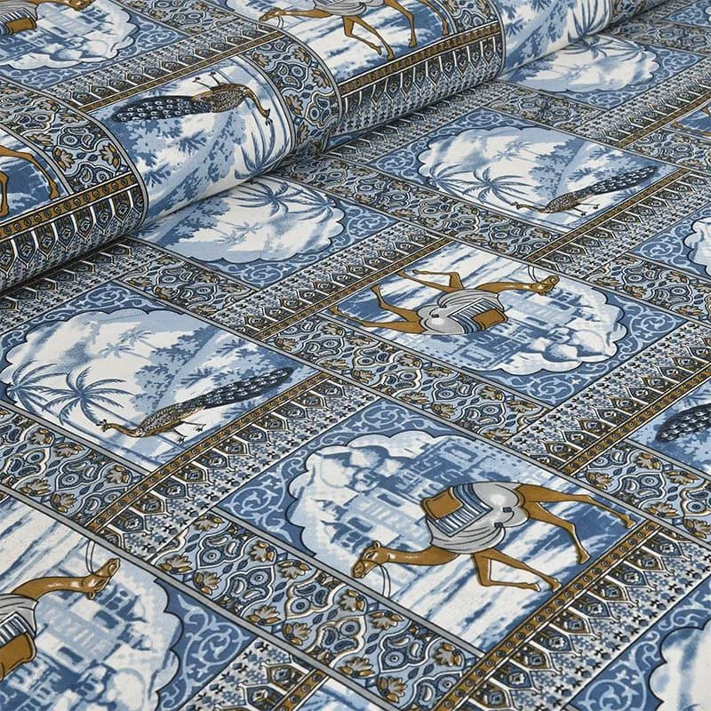Niran Royal Courtyard Cotton Bedsheet (Blue) - 180 TC media 4