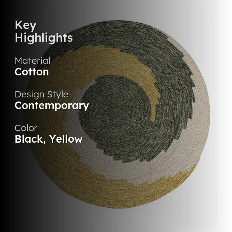 Spiro Round Cotton Rug - Yellow & Green media 2