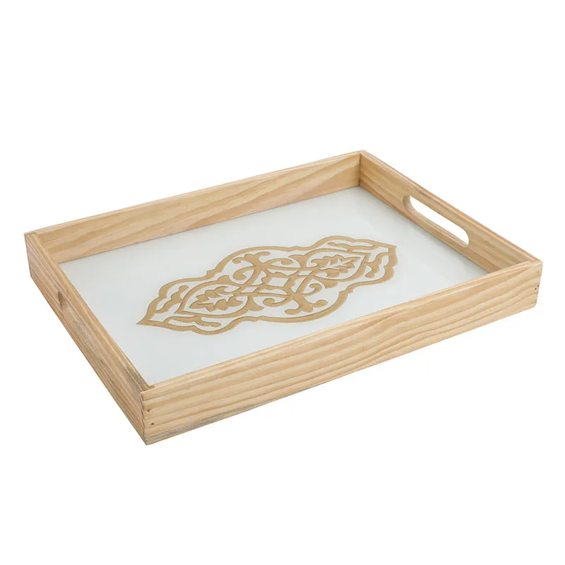 Nathaniel Embossed Serving Tray - White & Gold media 5