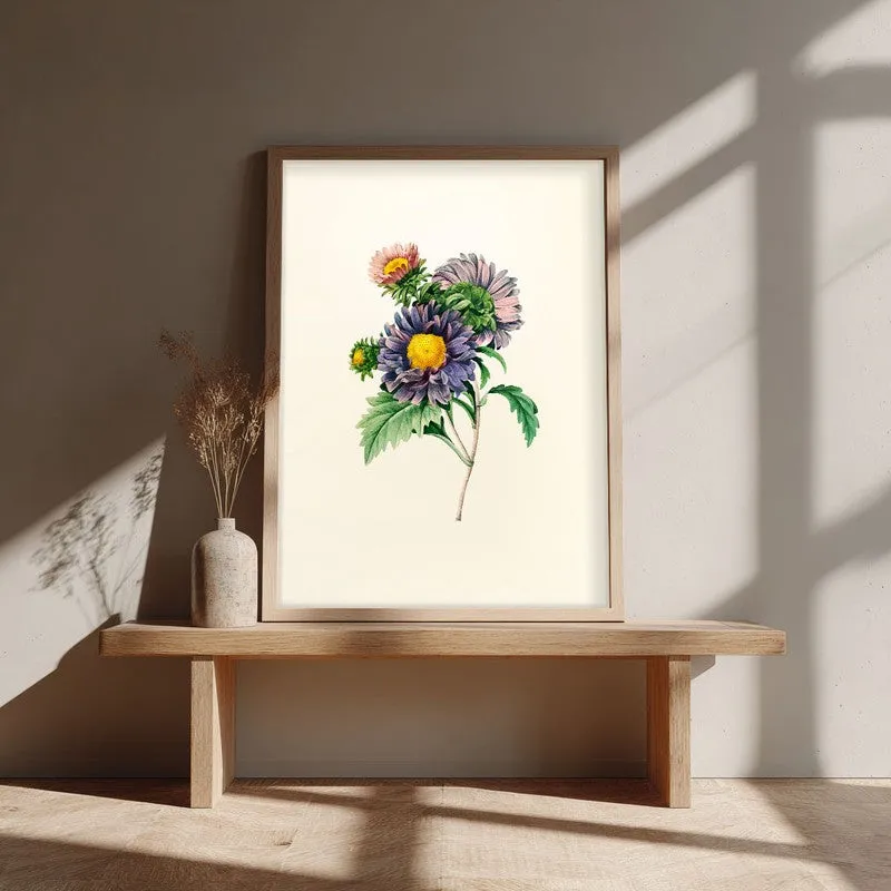 Purple Petals Archival Paper Wall Art - Natural Brown Frame media 1
