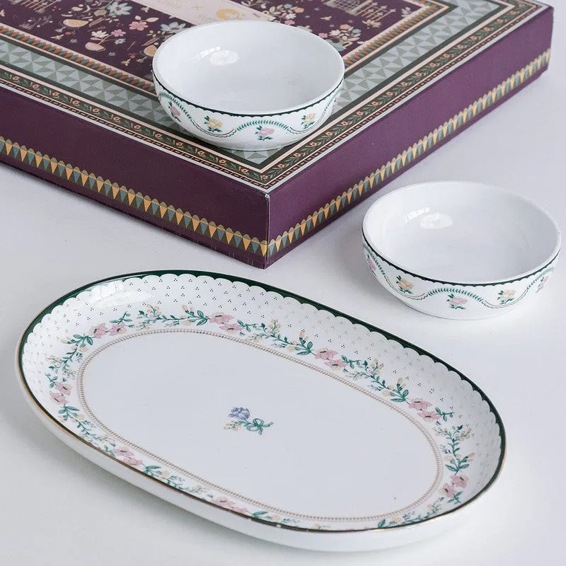 Magique by The Wishing Chair Emerald Ribbon Glow Ceramic Platter & Bowls With Giftbox - Three Piece Set media 5