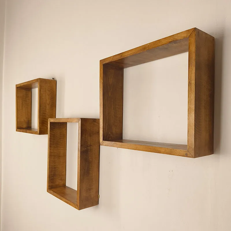 Urban III Rectangular Shaped Set of 3 Wooden Wall Shelves media 4