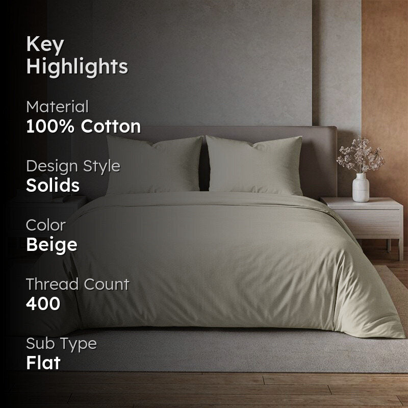 Moonweave Solid Cotton Bedsheet (Ivory) - 400 TC media 2