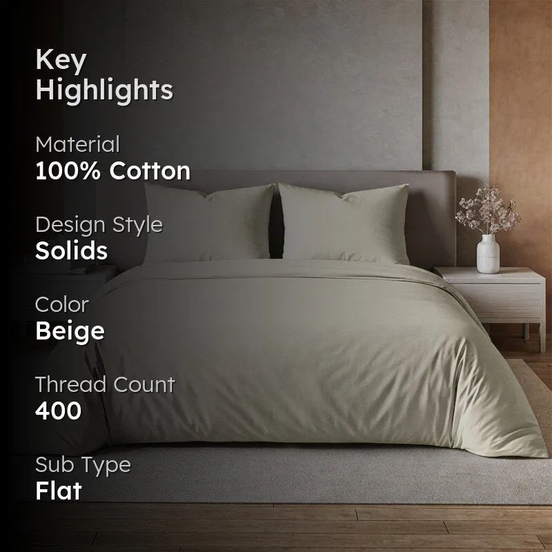Moonweave Solid Cotton Bedsheet (Ivory) - 400 TC media 2