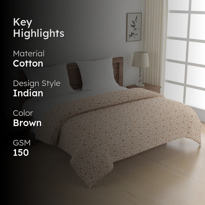 Swayam Daksha Ethnic Cotton Comforter (Brown) - 150 GSM media 2